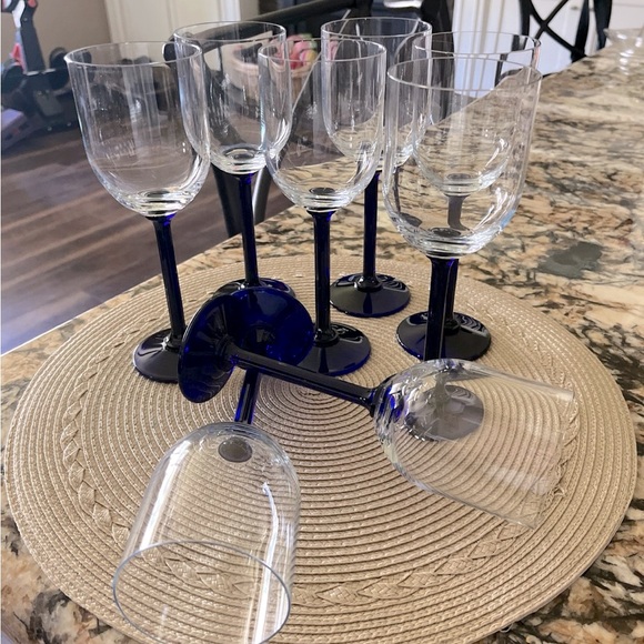 Vintage Crystal Cobalt Stem Wine Glasses - Picture 1 of 7